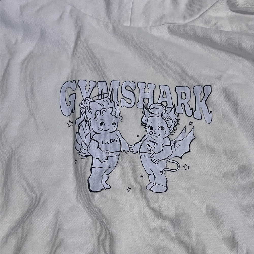 Gymshark White Hoodie with Small Blue Graphic - Picture 2 of 5